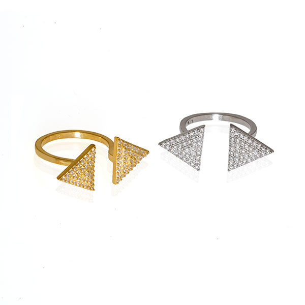 2 Triangle Pave Ring